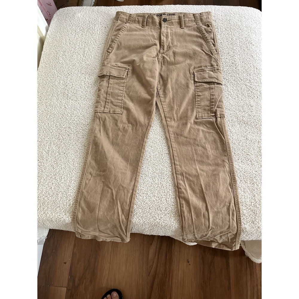 U.S. Polo Assn. Men's Cargo Pants W32 L30 Khaki Brown Cotton Casual Outdoor